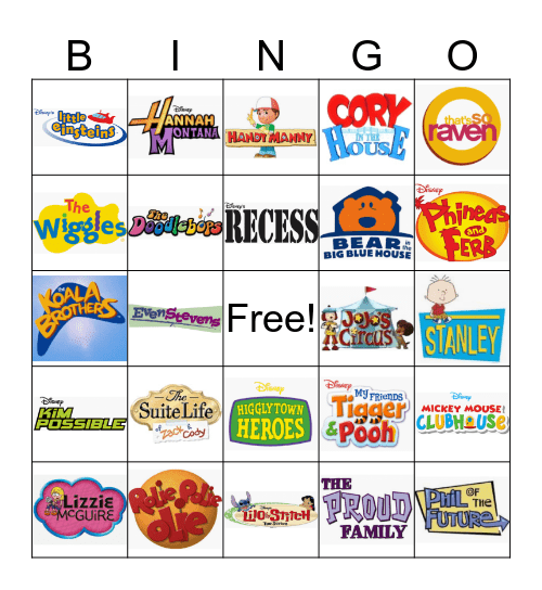Disney Shows 2000’s Bingo Card