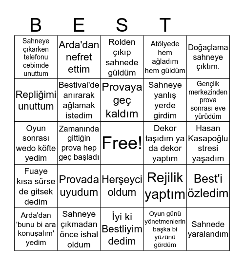 BEST'S BINGO Card