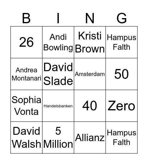 UBS DCM round Bingo Card