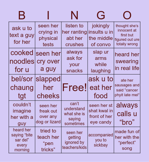 N A D D I Bingo Card