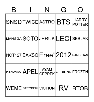 PMxDJ99 Bingo Card