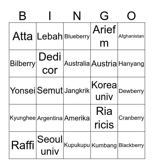 Untitled Bingo Card