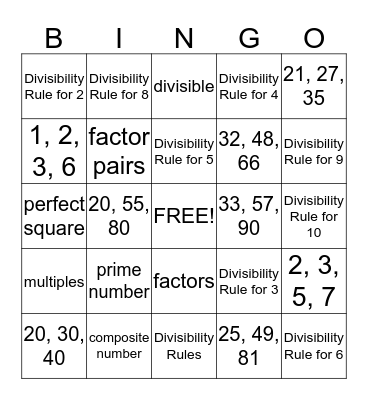 Chapter 1 Bingo Card
