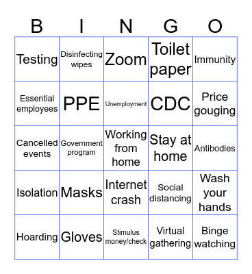 Virus News Bingo Card