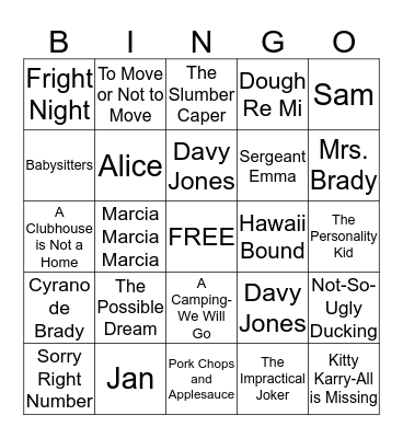 The Brady Bunch Bingo Card