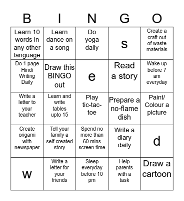 My Fun Bingo Card