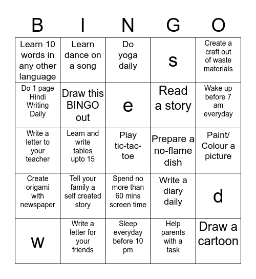 My Fun Bingo Card