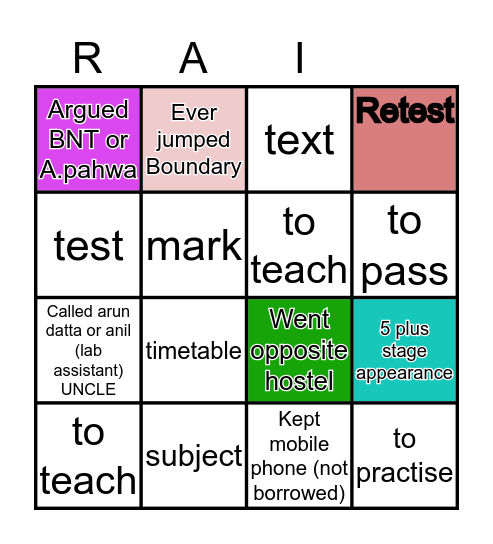 dahiyasahill Bingo Card