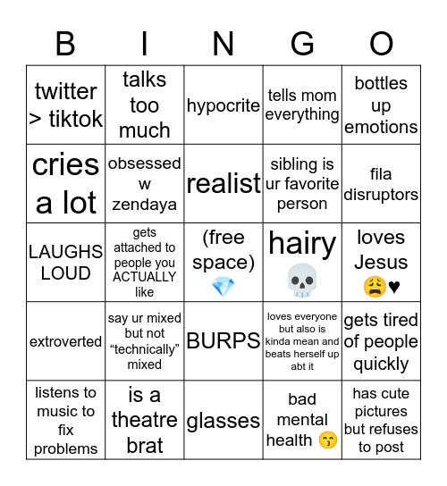 how much are you like Jewell Bingo Card