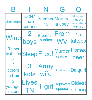 Jessica's Bingo Card