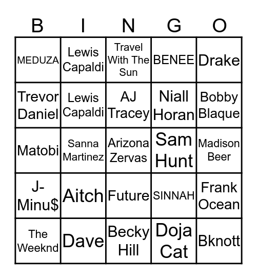Top100 - Apr20 - Humph's RnR BINGO! Bingo Card