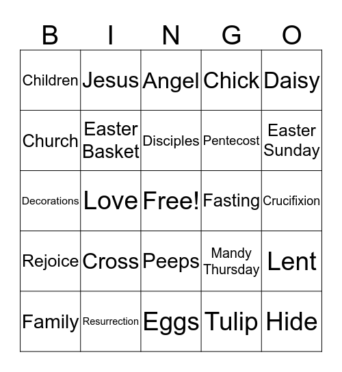 Easter Bingo Card