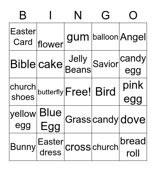 Anderson Easter Bingo Card