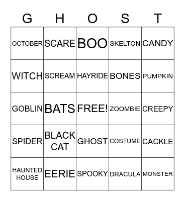 HALLOWEEN  Bingo Card