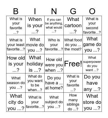 Conversations! Bingo Card