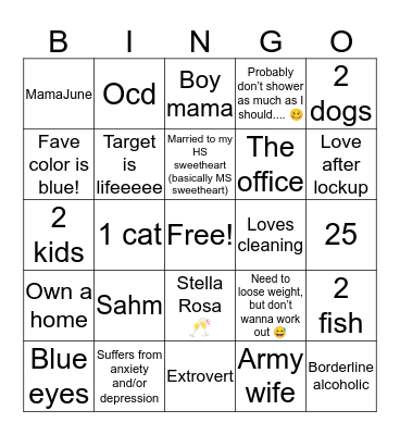 Jacquline Bingo Card