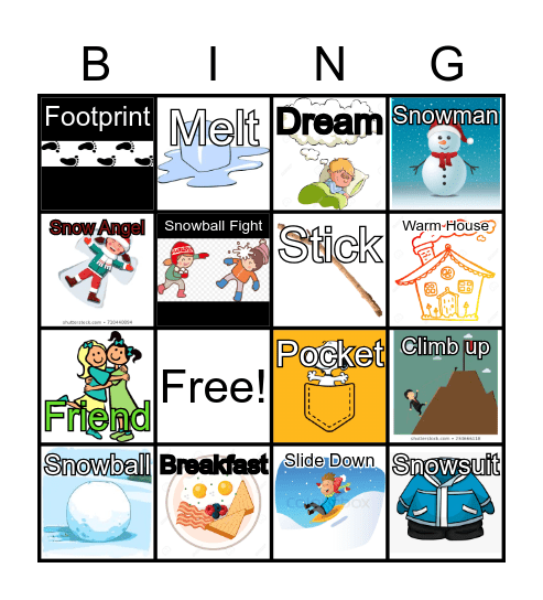 The Snowy Day Bingo Card