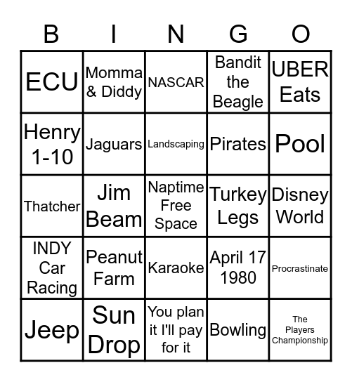 Birthday Boy Bingo Card