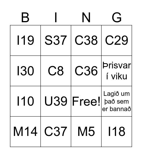Bar-Inn & Gunnar O Páskabingó Bingo Card