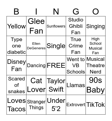 How Similar Are You to Julia? Bingo Card