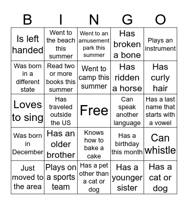 Stetson Stars Bingo Card