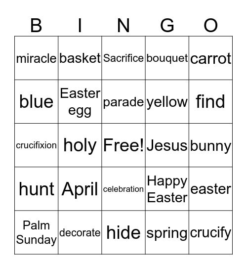 Easter bongo Bingo Card