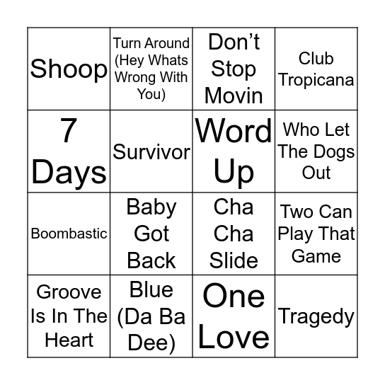 A Bit Of Cheese Bingo Card