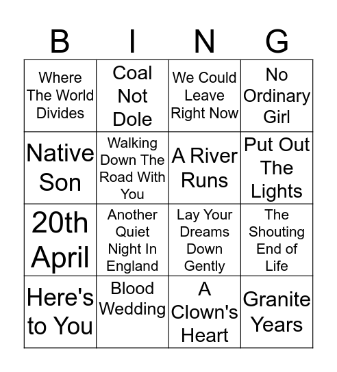 Oysterband Bingo Card