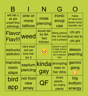 sarah!! Bingo Card