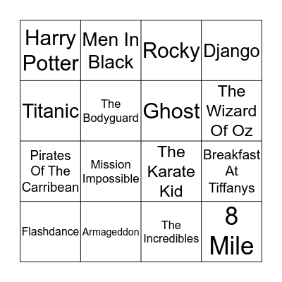 Iconic Movie Songs Bingo Card