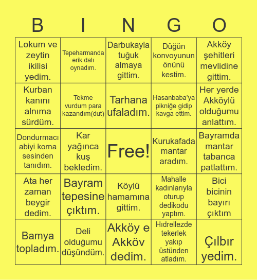 AKKÖY Bingo Card