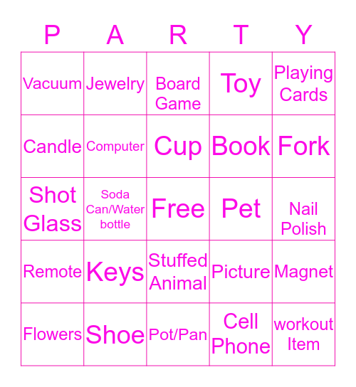 Parties By Bellas Scavenger Bingo Card