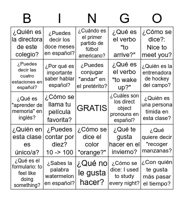 ¿ Sabes la respuesta? Bingo Card