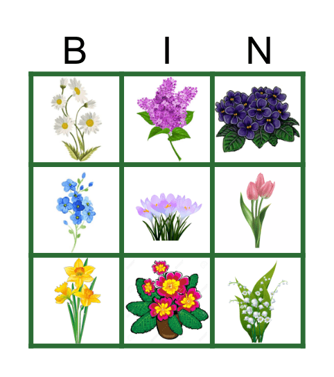 spring flowers Bingo Card