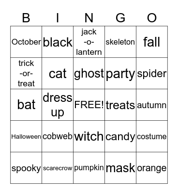 Halloween Bingo Card