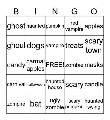 Halloween bingo Card
