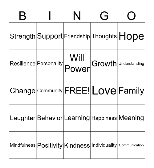 Positive Psychology! Bingo Card