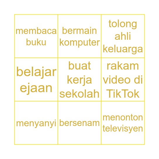 #DudukDiRumah Bingo Card
