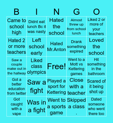 Kettering Bingo Card