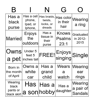 Ladies Tea Bingo Card