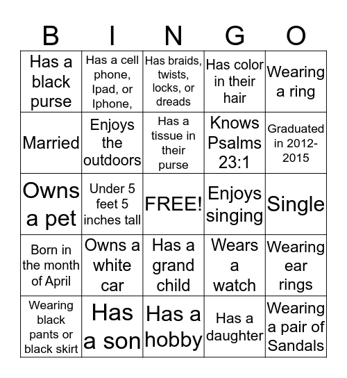 Ladies Tea Bingo Card