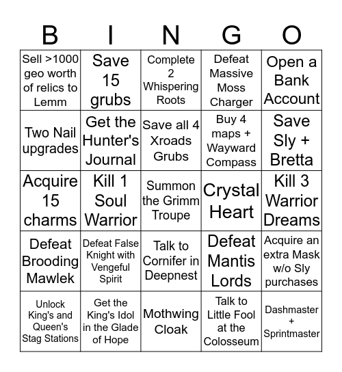 Custom HK Bingo Card