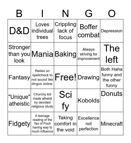 Things you have in common with daviegh/shrat Bingo Card