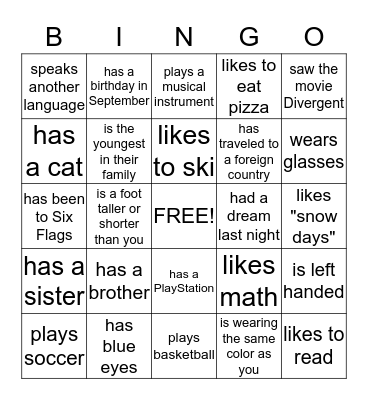 Find someone who..... Bingo Card