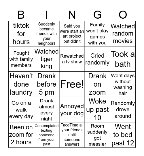 Livs quarantine bingo Card