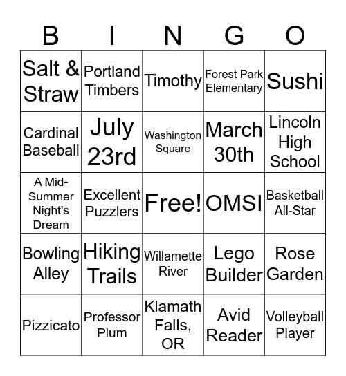 Untitled Bingo Card