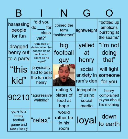YANNY Bingo Card