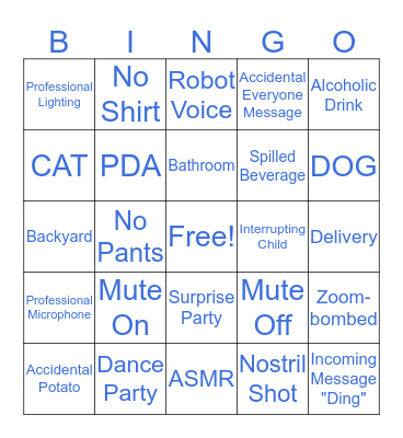 Zoom Call Bingo Card