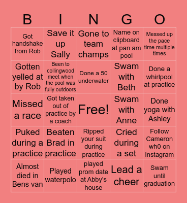 Orangeville Otters Bingo Card