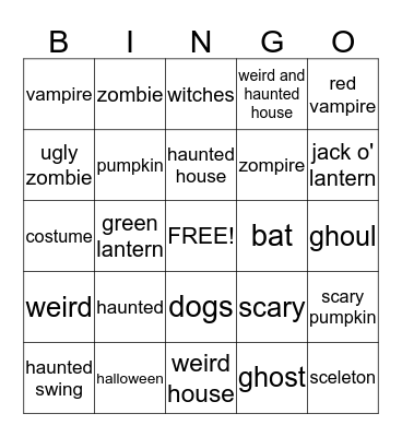 halloween bingo Card